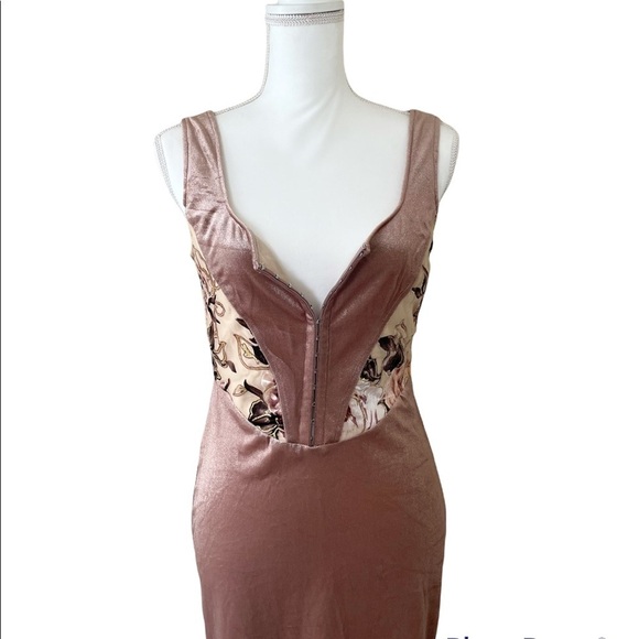 Windsor Floral Velvet Hook-Eye Closure Scoop Neck Zip-Up Dress Women’s Medium - Picture 8 of 16